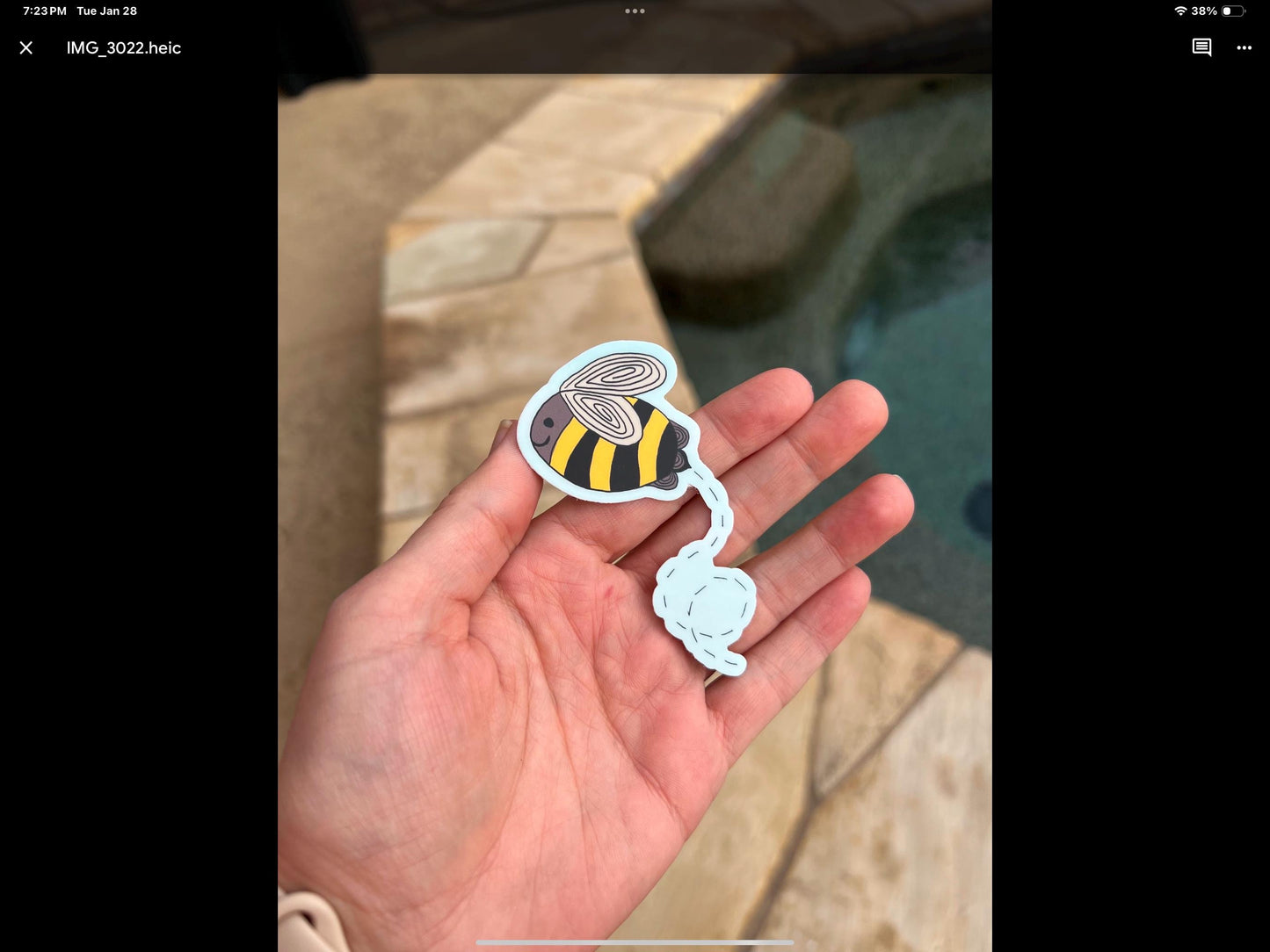 Sticker, Bee Flying with Flight Trail, Vinyl, Die-Cut, 3 Inch