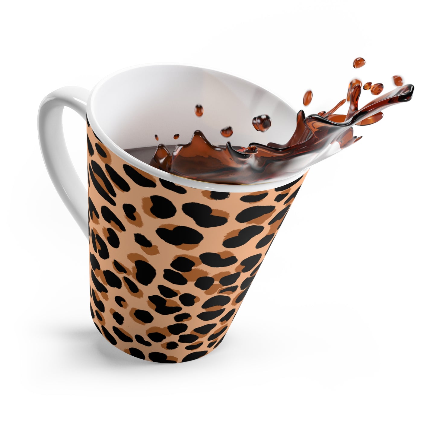 Mug, Tan Leopard Print Design, Latte Cup, 12 Ounce
