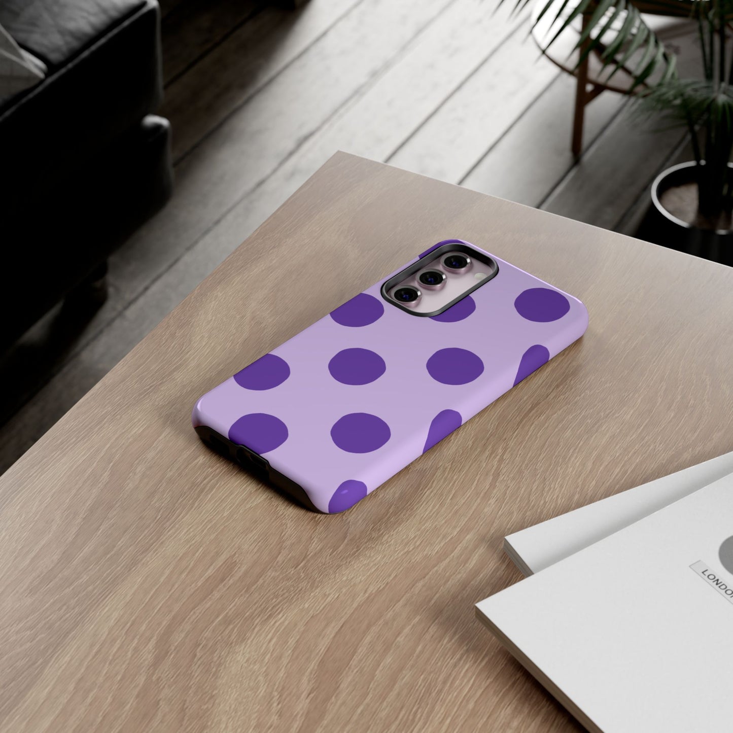 Phone Case, Purple Polka Dot Design, Tough Phone Case