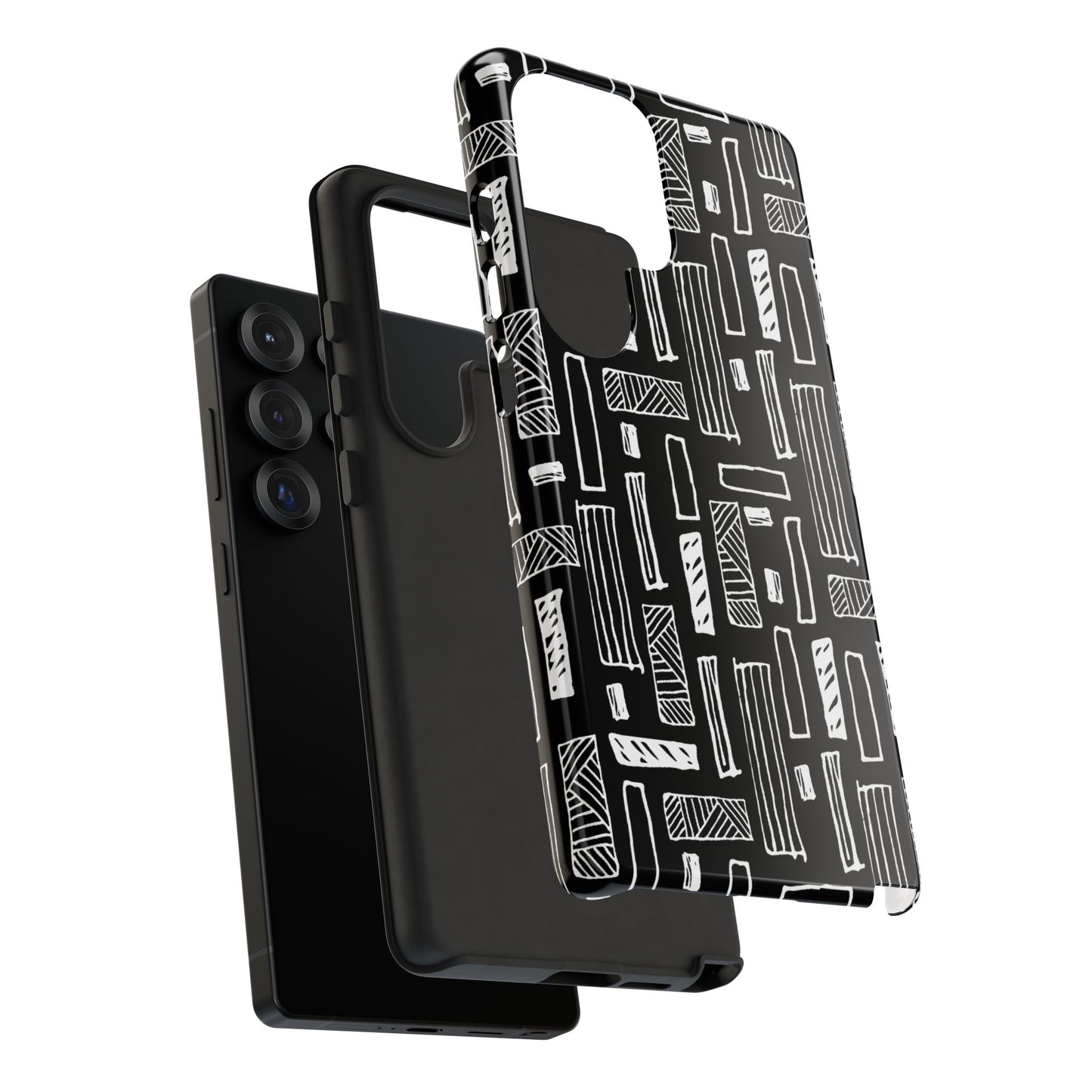 Phone Case, B & W Geometric Artistic Design, Tough Phone Case