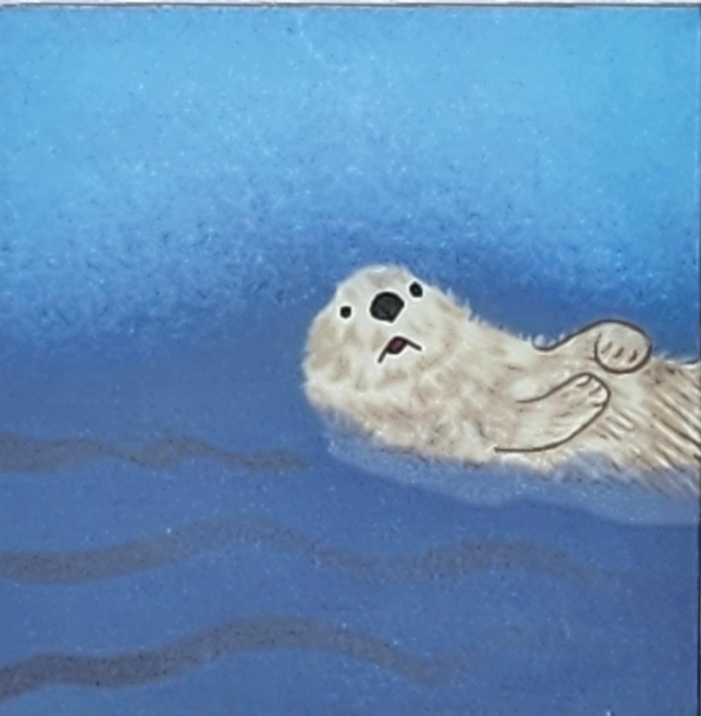 Sticker, Otter Floating in Water Art, 2 Inch Square, Vinyl