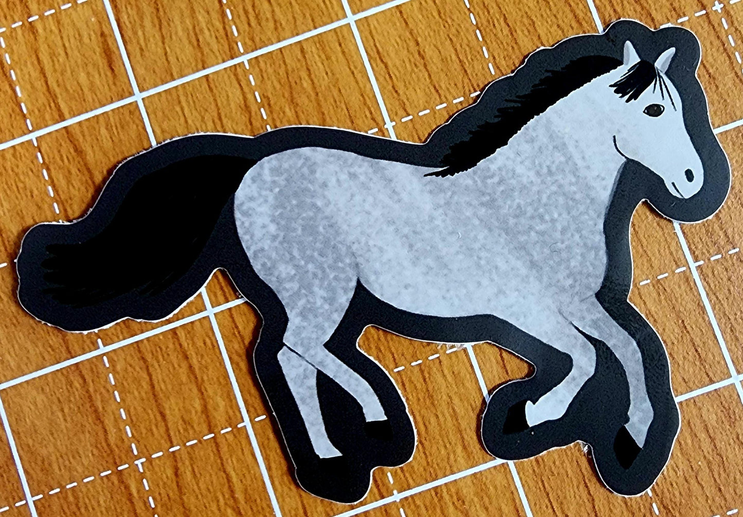 Sticker, Gray Running Horse Design, Vinyl, Die-Cut, 3 Inches