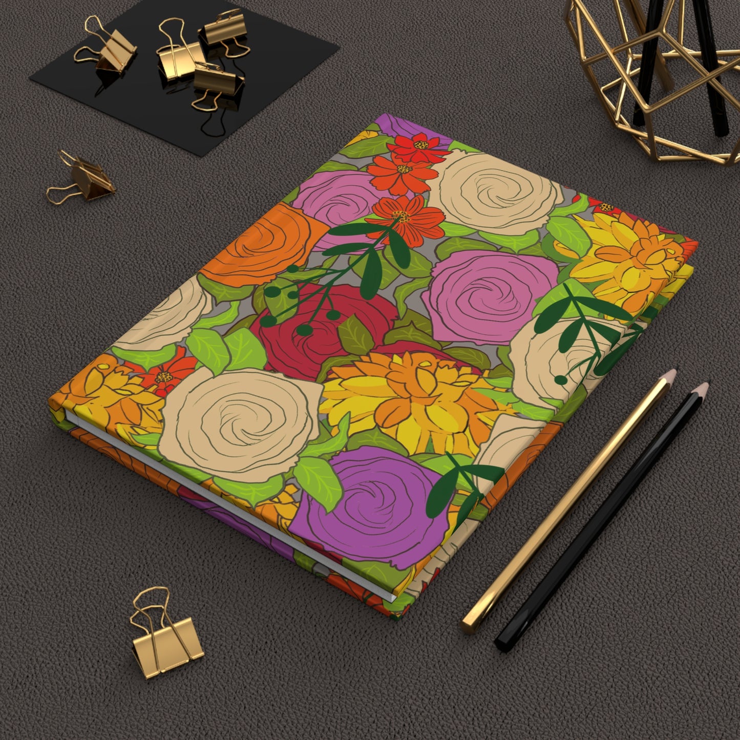 Journal, Hard Cover, Bright Floral Design
