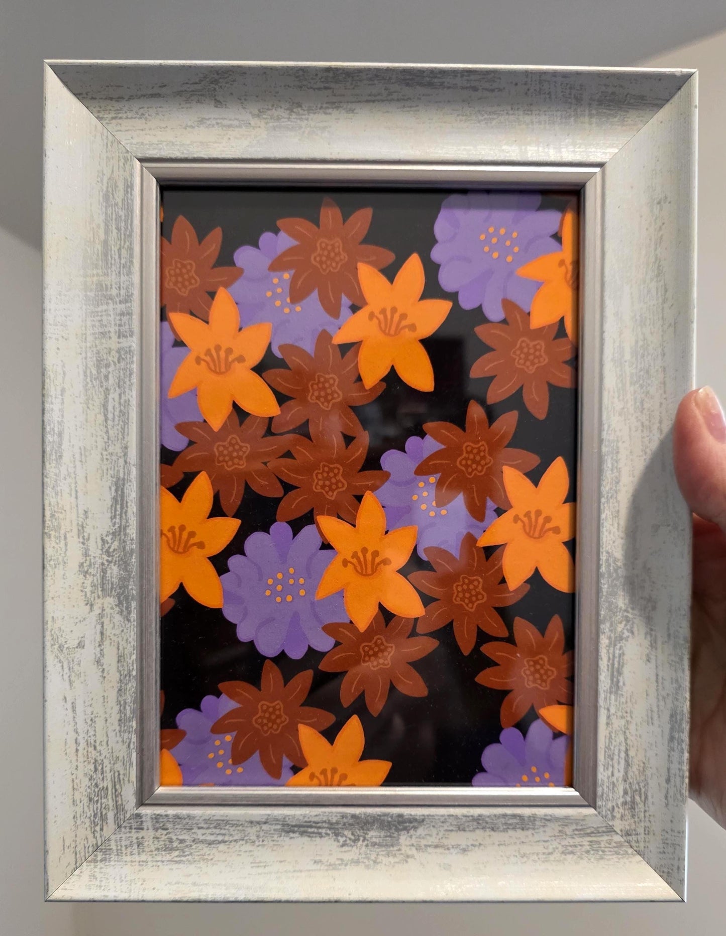 Note Cards, Purple Brown Golden Floral Design, Blank Back, 5: x 7"
