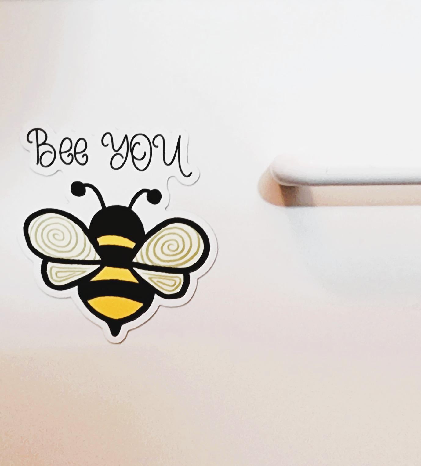 Magnet, Message "Bee You" With Bee Illustration, Die-Cut