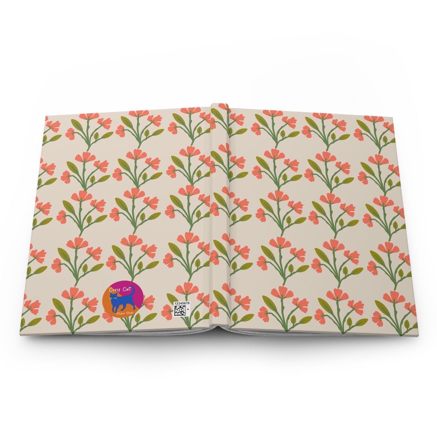 Journal, Hard Cover, Peachy Pink Floral Design