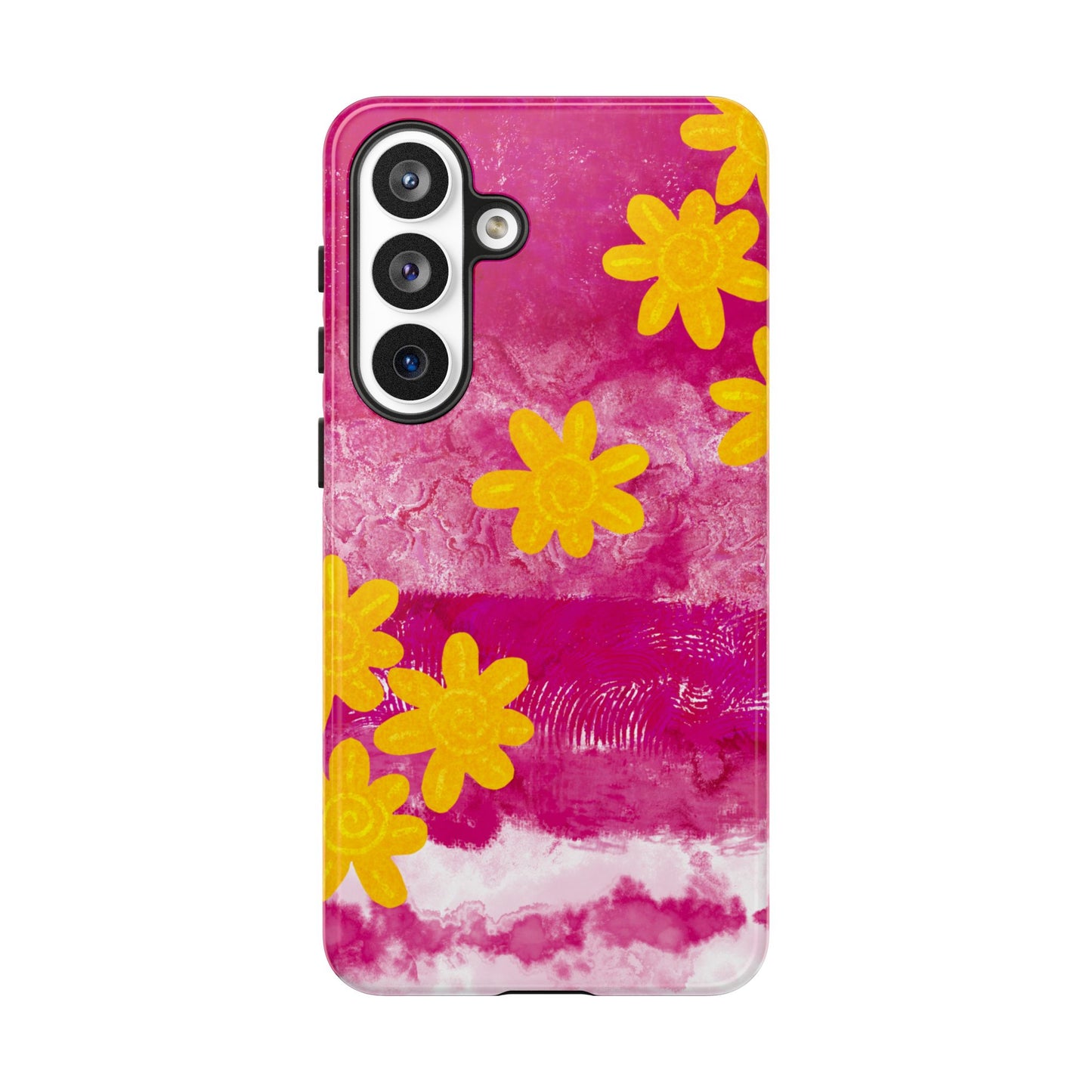 Yellow Flowers on Raspberry Phone Case| Tough Case