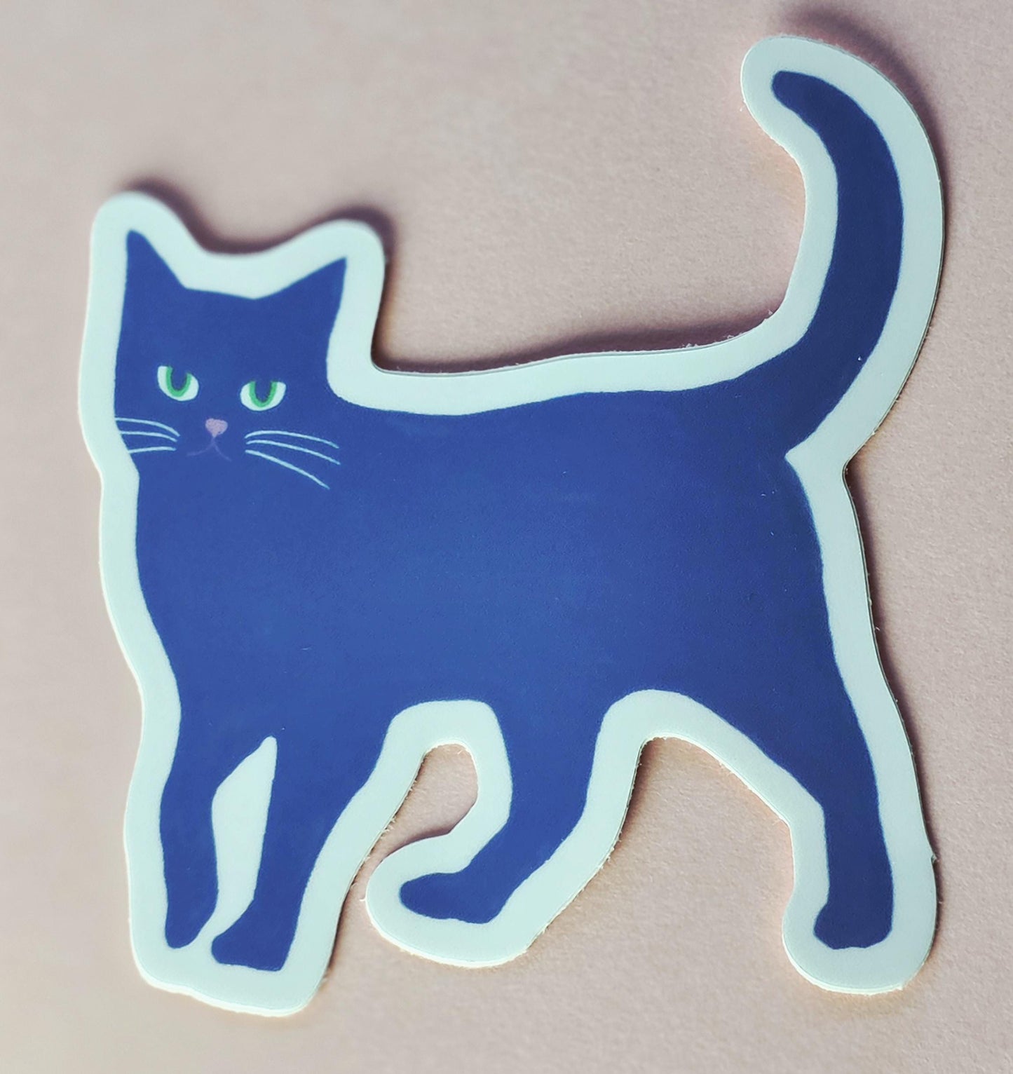 Sticker, Blue Cat Design, Vinyl, 3 Inches