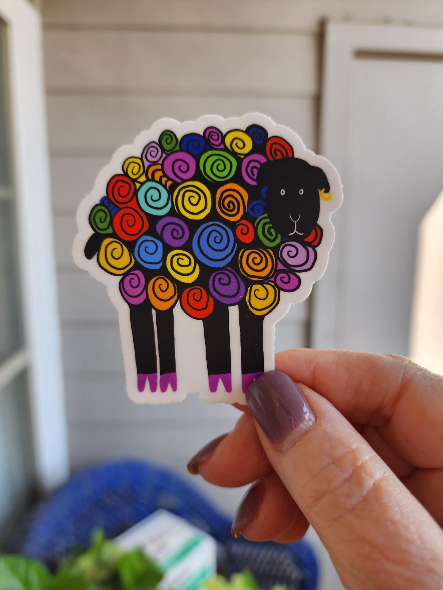 Sticker, Rainbow Sheep Design, Vinyl, Die-Cut, 3 Inches