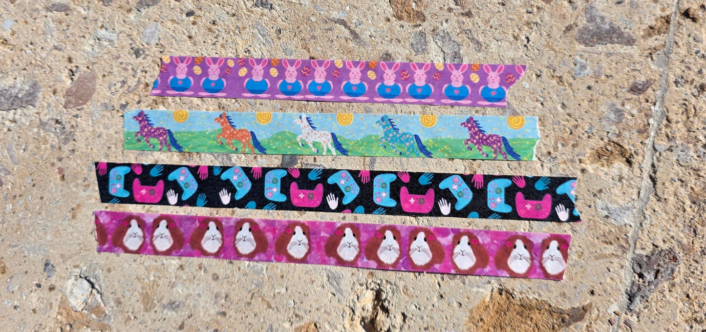 Washi Tape, Easter Bunny With Eggs, Spring Journaling Decor, 1.5 Cm Width, 10m Length