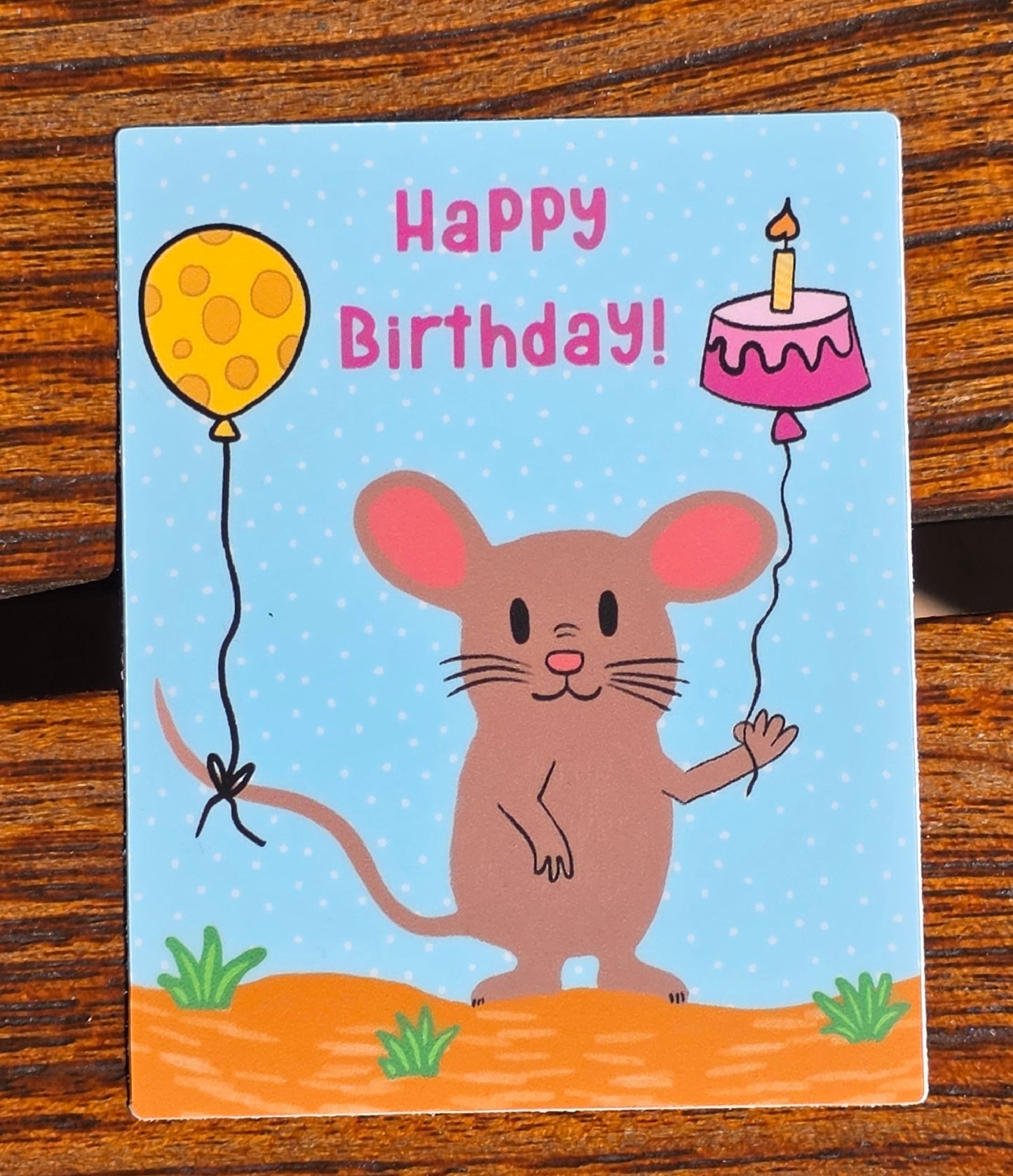 Sticker, Mocha Mouse Birthday Sticker, Vinyl, Choose 3 Inch, 4 Inch or Sticker Sheet