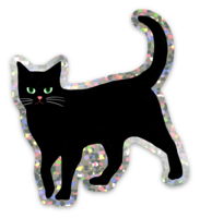 Black Cat Glitter Sticker - 3" Waterproof Vinyl