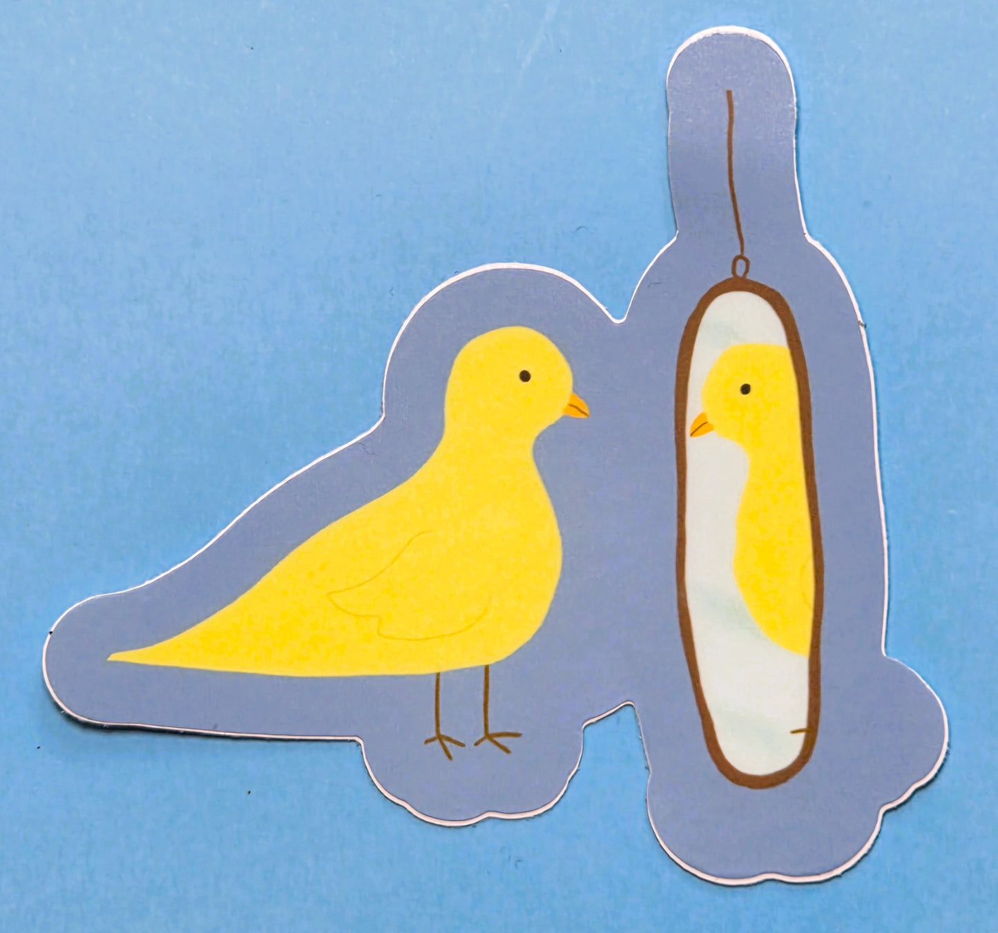 Sticker, Canary Looks in Mirror, Vinyl, Die-Cut, 3 Inches