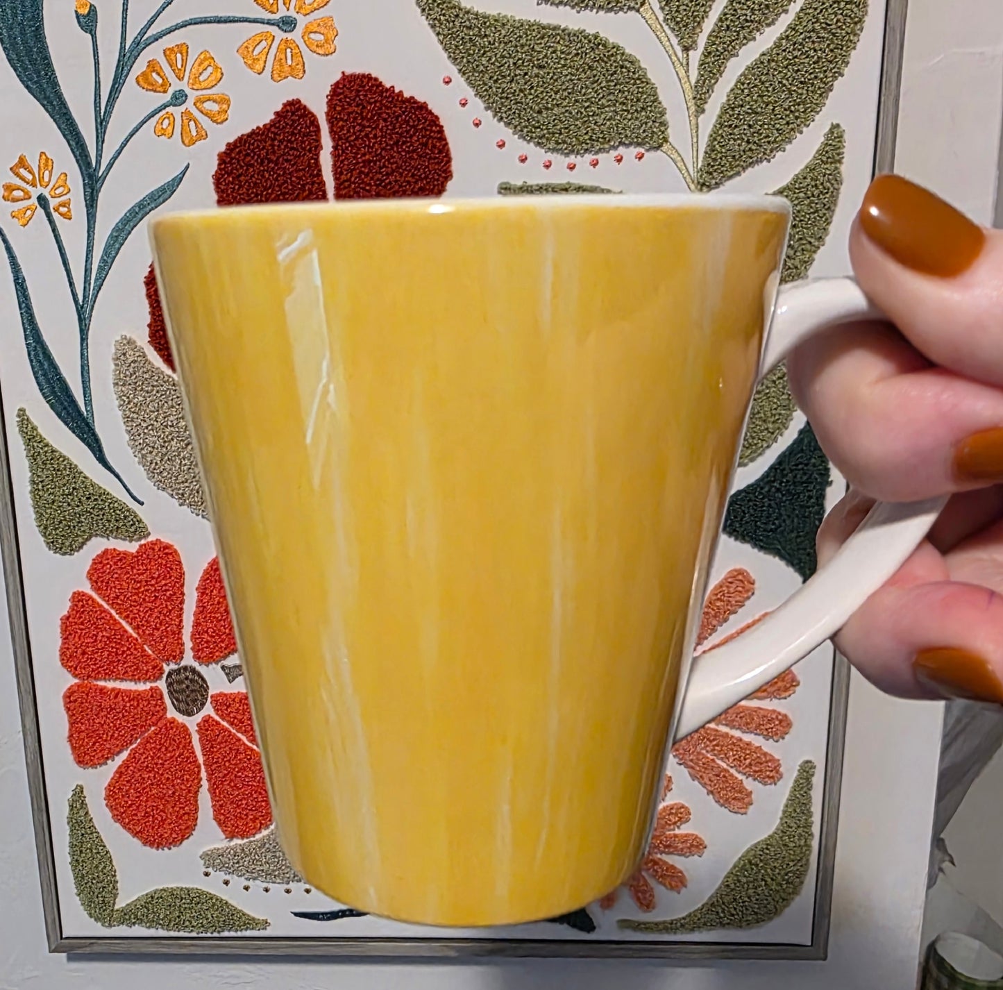 Mug, Artistic Yellow Spring Design, Latte Cup, 12 Ounce