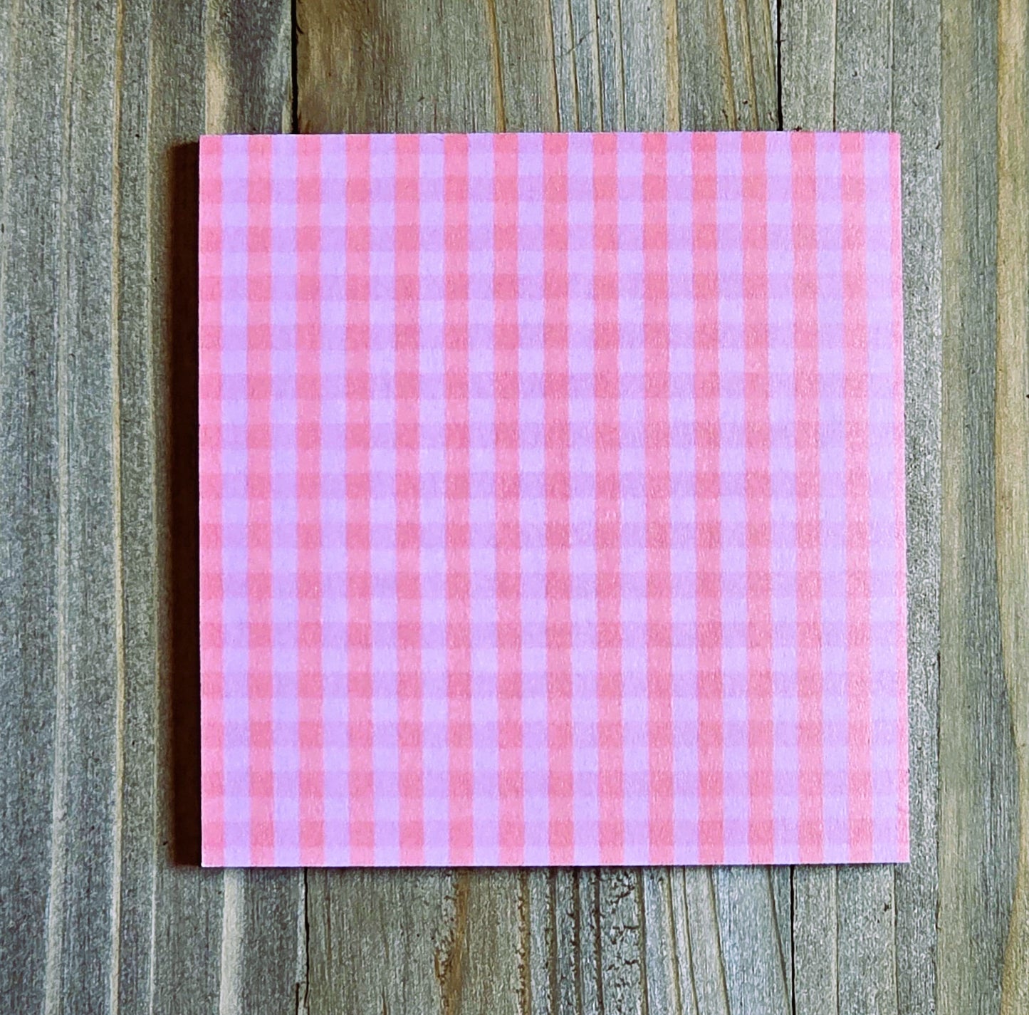 Sticky Note Tablet, Pink Gingham Design, 3" x 3" Square, 50 Sheets