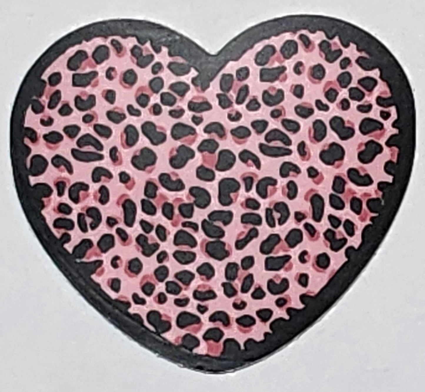 Sticker Sheet, Pink Leopard Print Hearts with Black Border, Six 2" Stickers per 4" x 6" Sheet, Vinyl