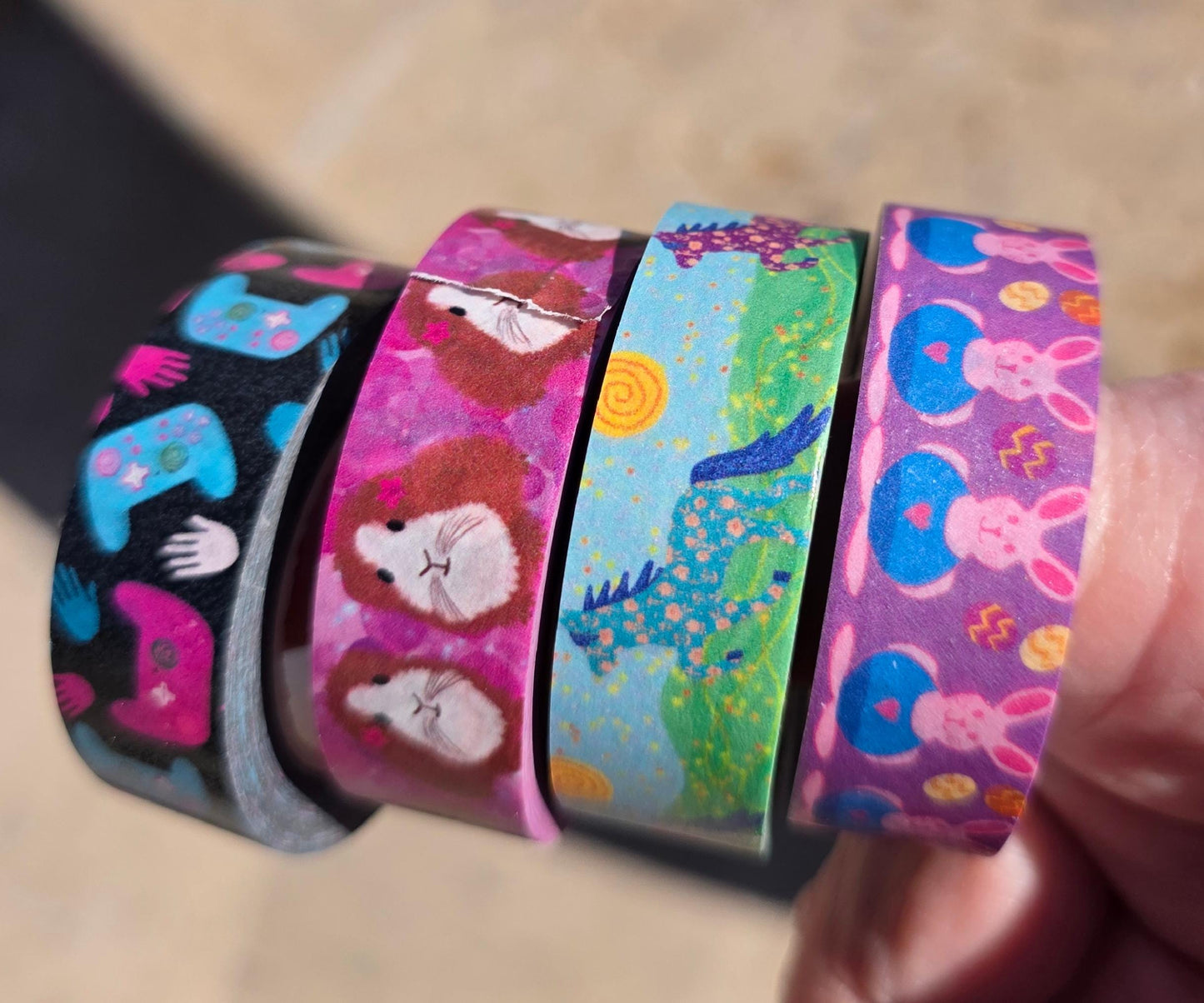 Washi Tape, Gamer Design, Pink and Blue Controllers, 1.5 Cm Width x 10m Length