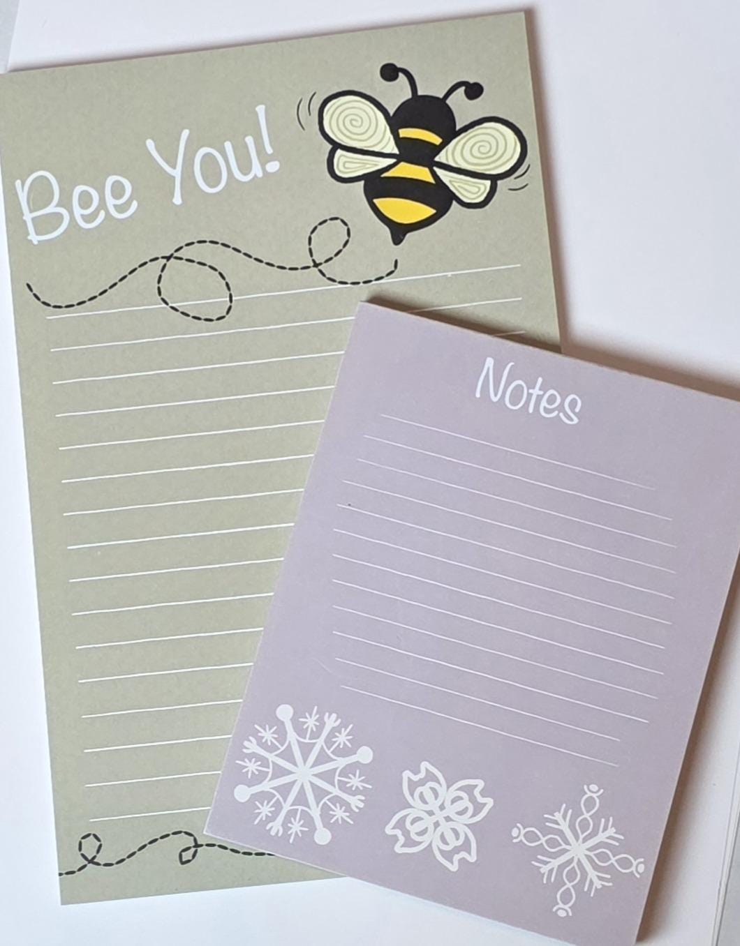 Notepad, "Bee You!" Text With Bee Design on Tan/Taupe Lined Pages, 50 Sheets