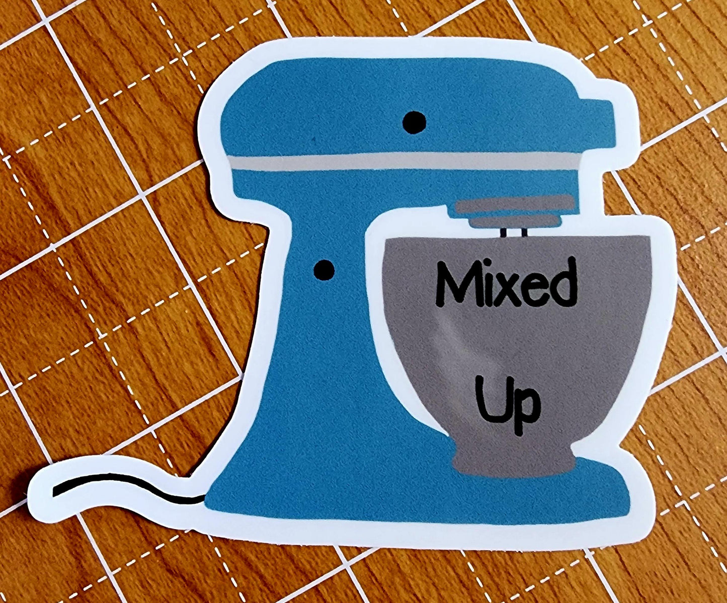 Sticker, Blue Mixer Design "Mixed Up," Vinyl, 3 Inches