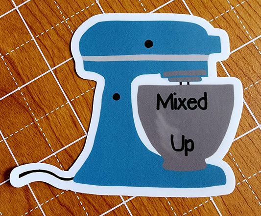 Sticker, Blue Mixer Design "Mixed Up," Vinyl, 3 Inches
