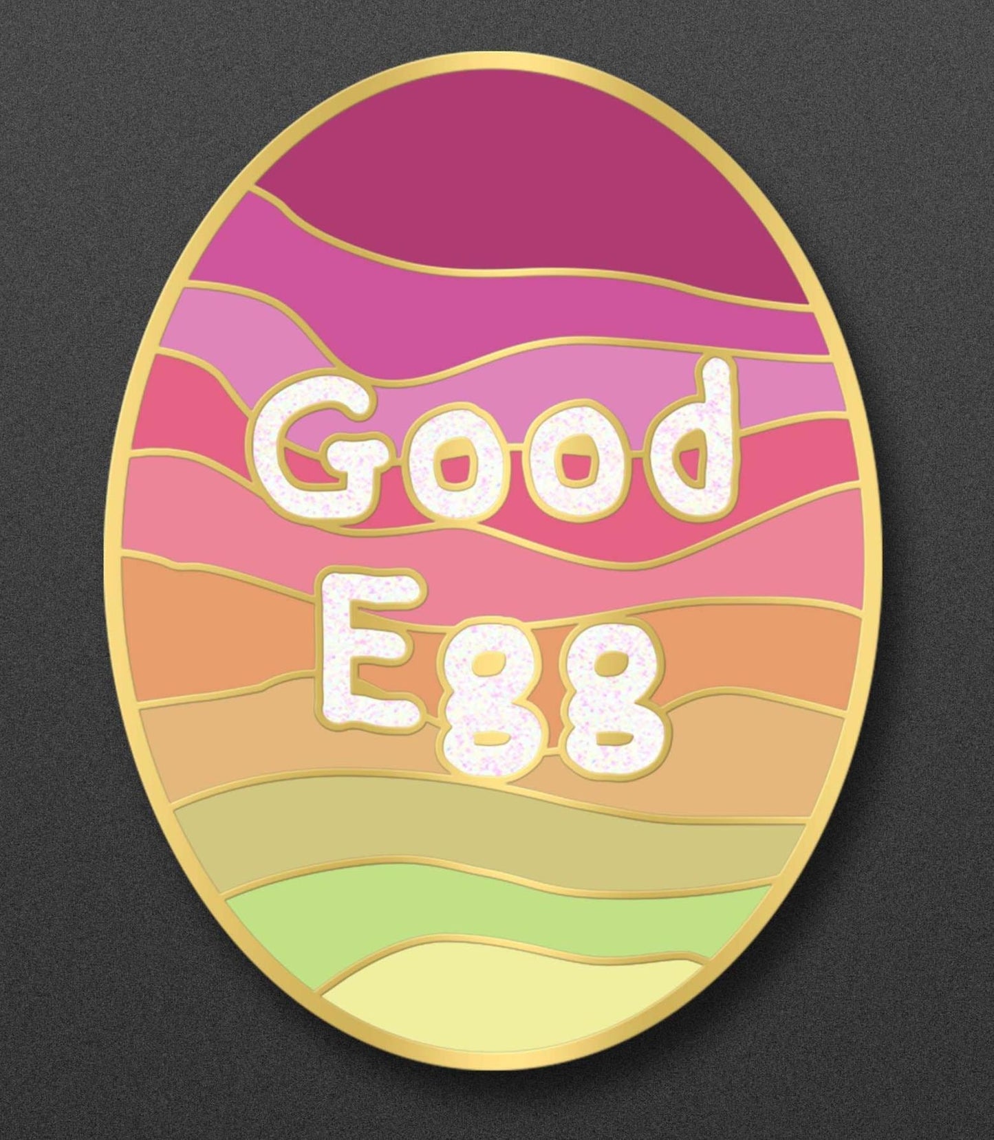 Enamel Pin, Good Egg Colorful Design, Collectible Pins, Gold Tone Background Border, 1 inch