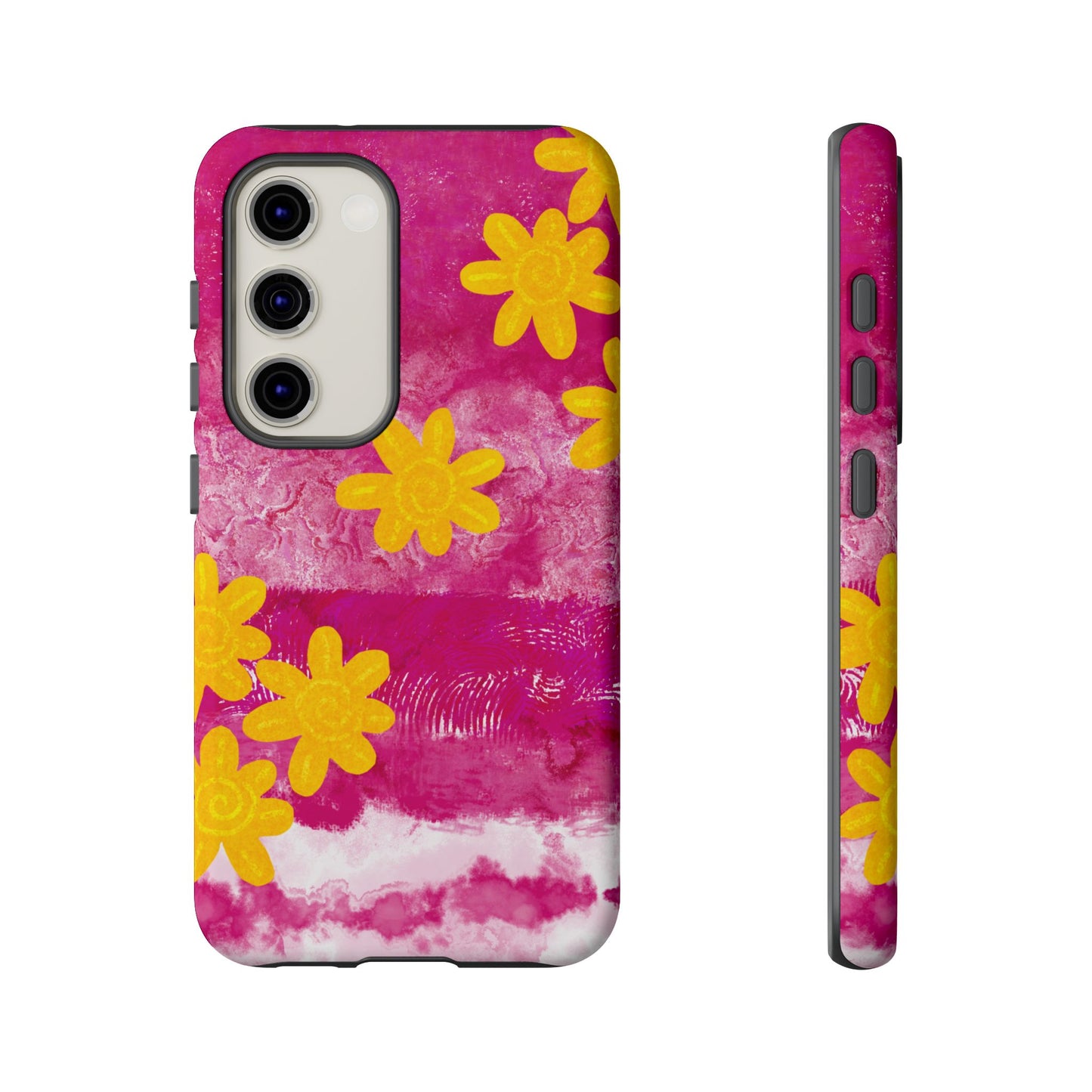Yellow Flowers on Raspberry Phone Case| Tough Case