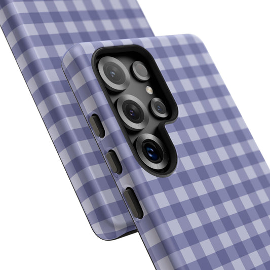 Phone Case, Navy Gingham Design, Tough Phone Case