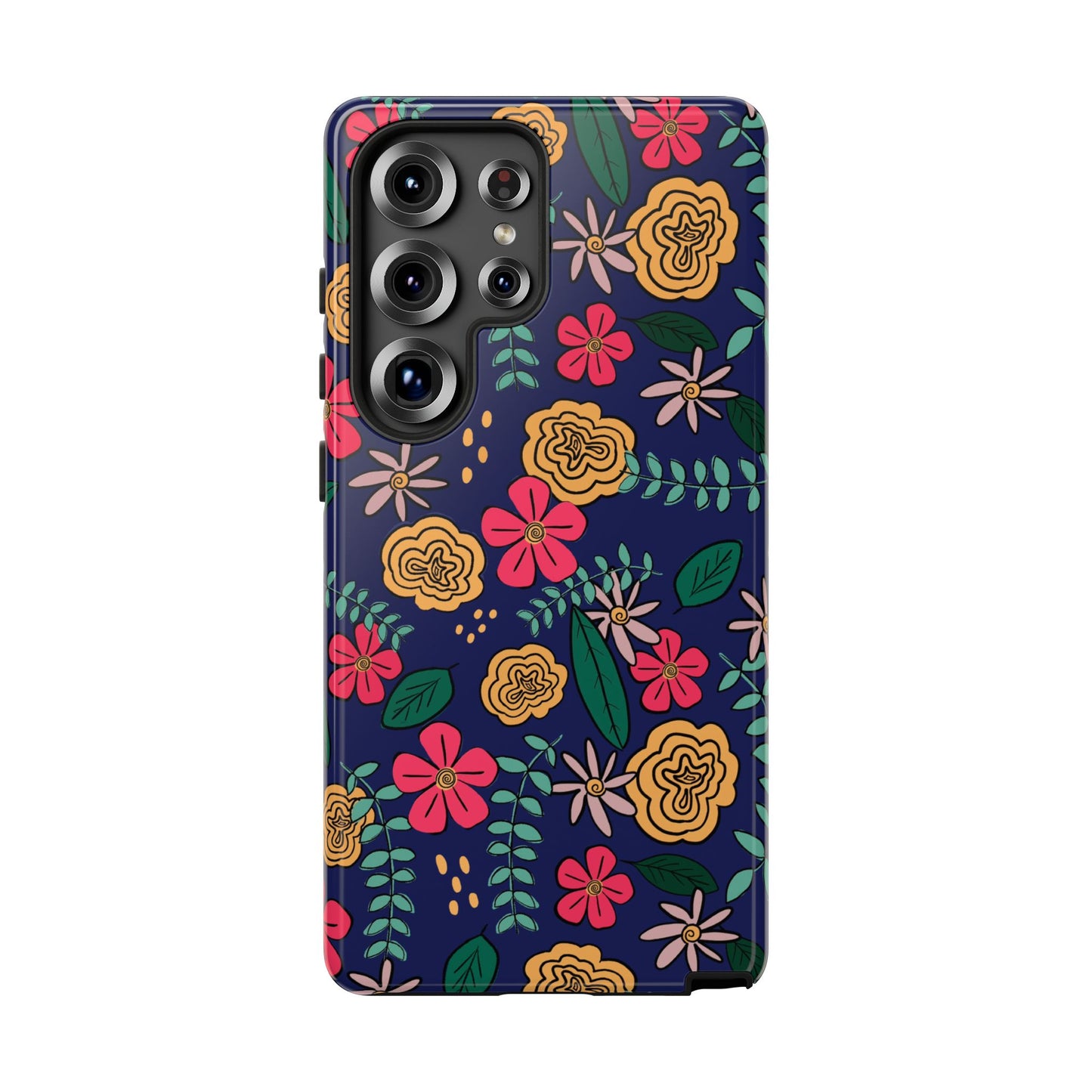 Phone Case, Blue Floral Design, Tough Phone Case