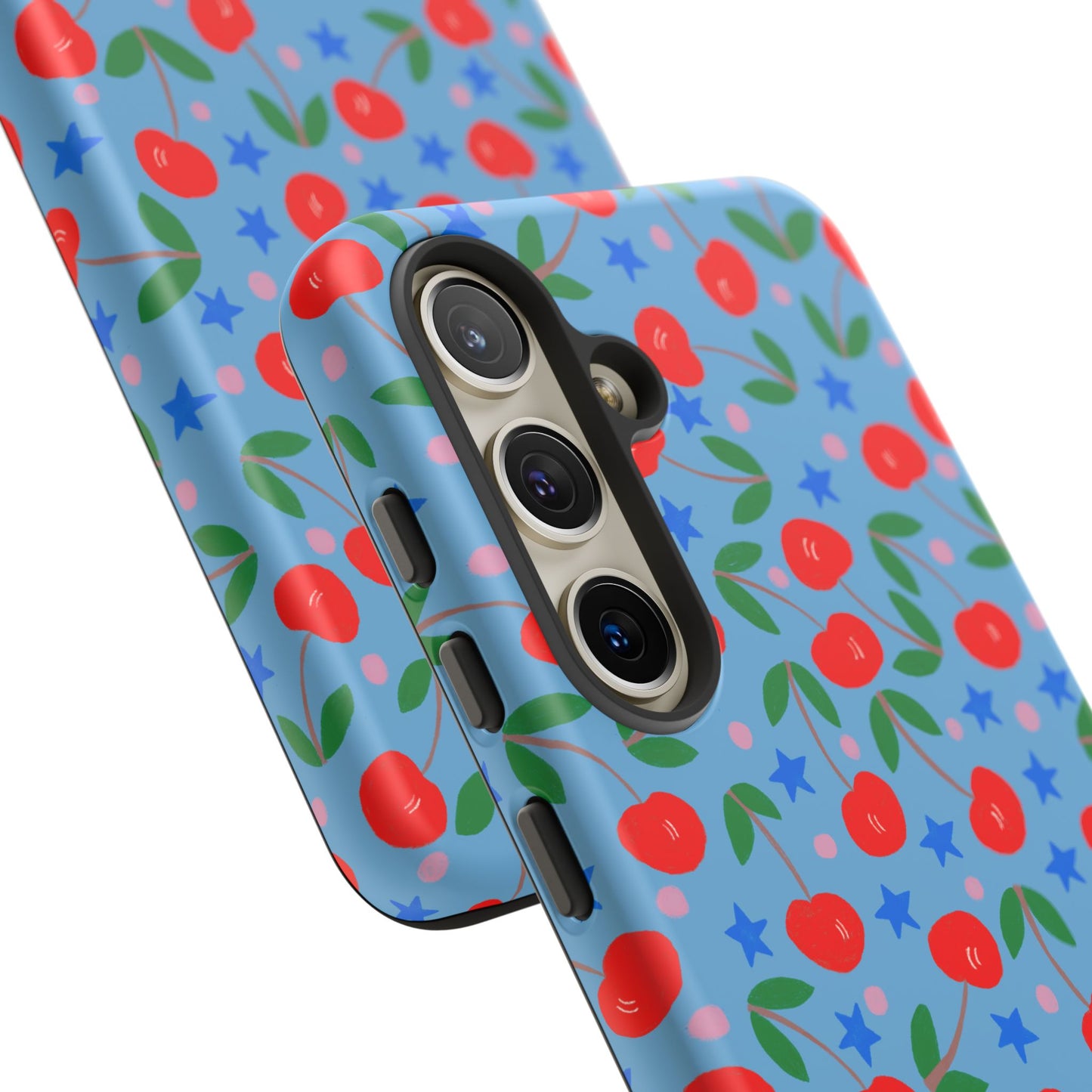 Phone Case, Cherries Design on Blue, Tough Phone Case