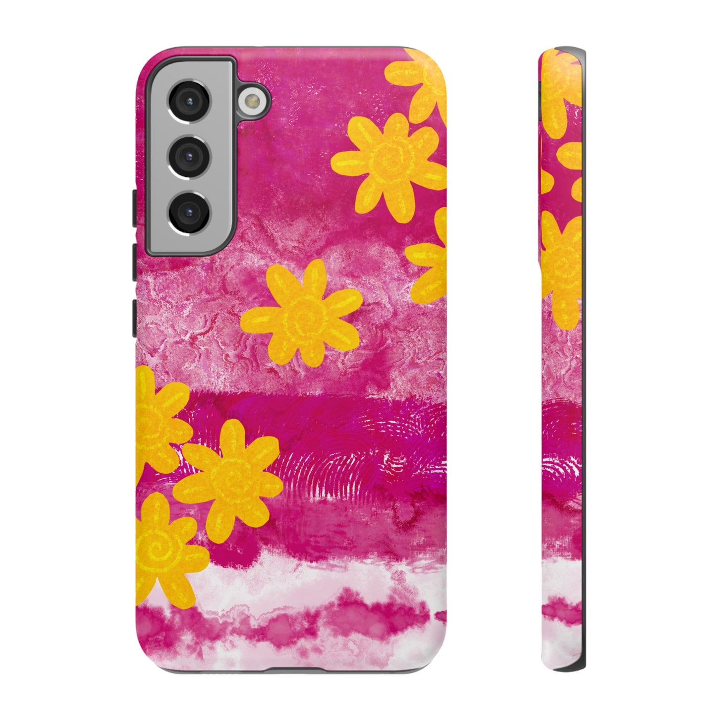 Yellow Flowers on Raspberry Phone Case| Tough Case