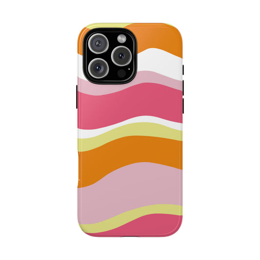 Wavy Pink and Orange Layers Phone Case| Tough Case