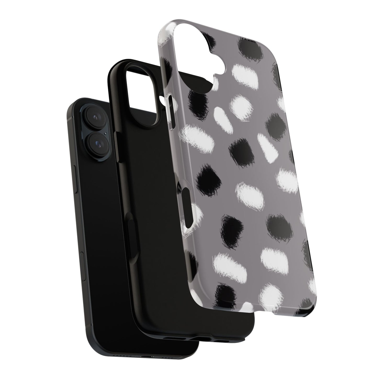 Phone Case, B & W Splotches Artistic Design, Tough Phone Case