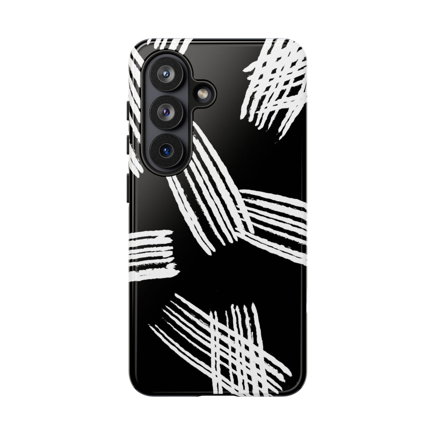 Phone Case, B & W Artistic Brush Strokes Design, Tough Phone Case