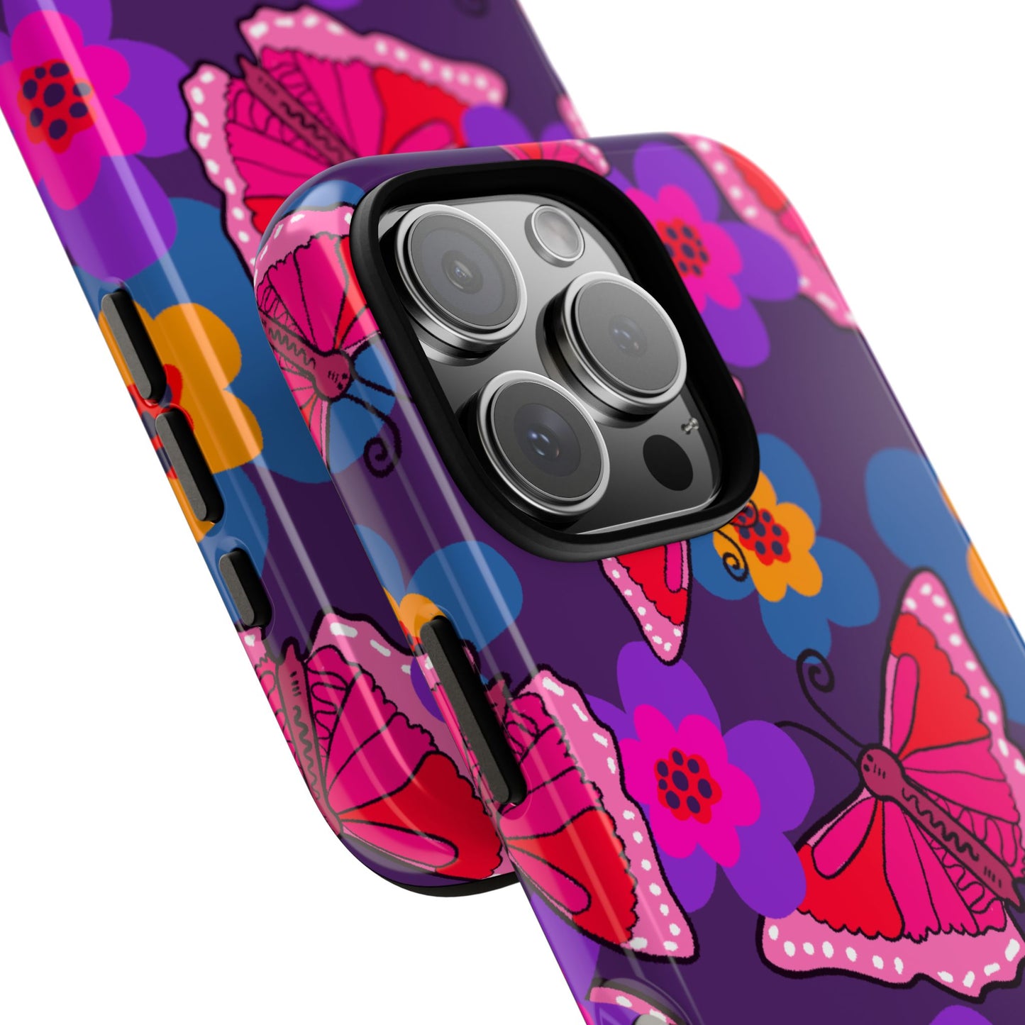 Phone Case, Pink Butterfly Design, Tough Phone Case