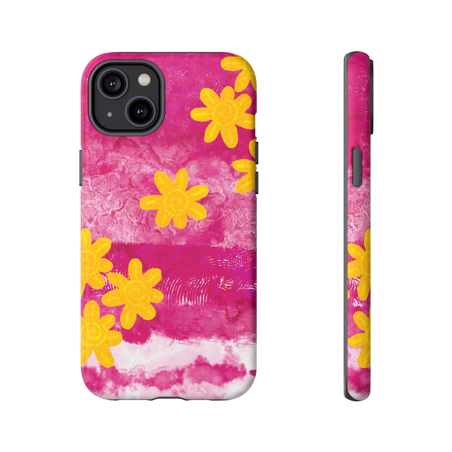 Yellow Flowers on Raspberry Phone Case| Tough Case