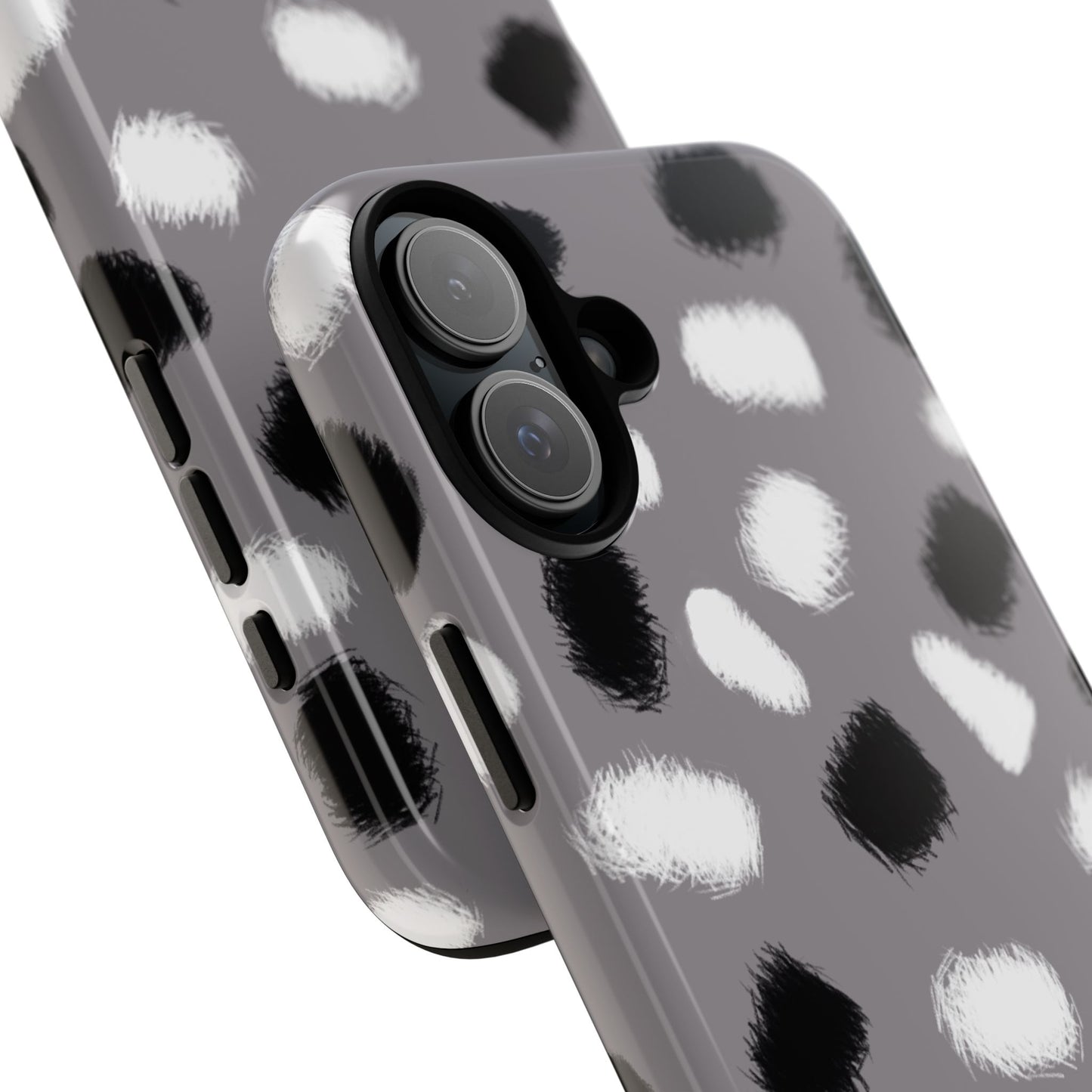 Phone Case, B & W Splotches Artistic Design, Tough Phone Case