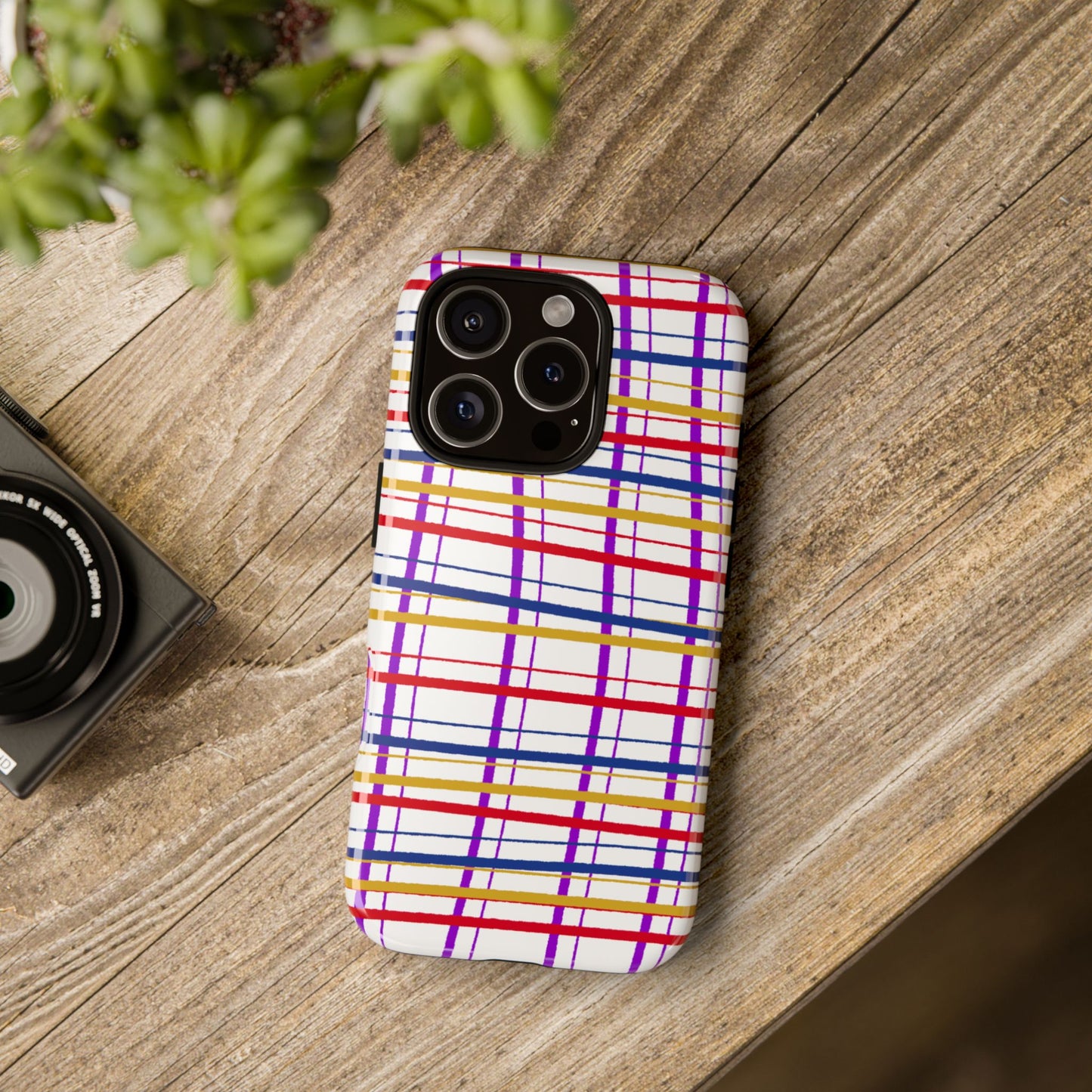 Phone Case, Wonky Plaid Design, Tough Phone Case
