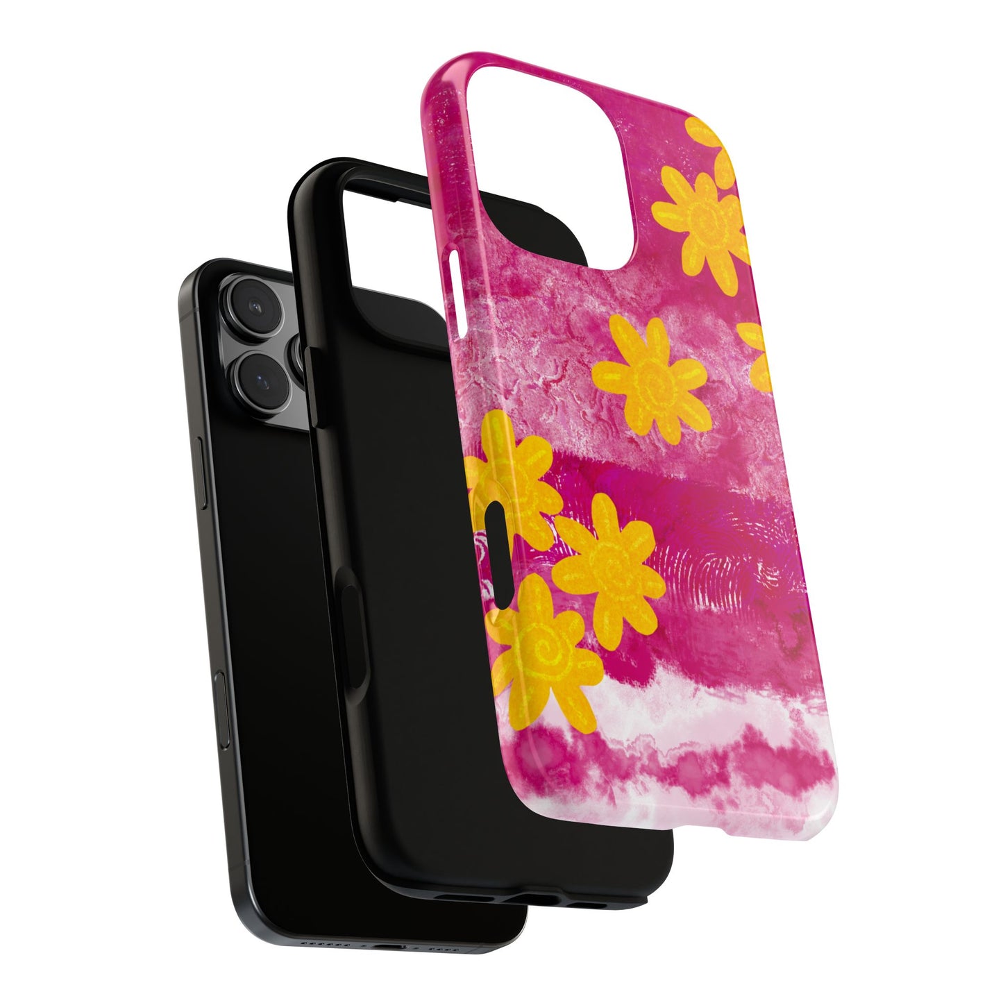 Yellow Flowers on Raspberry Phone Case| Tough Case
