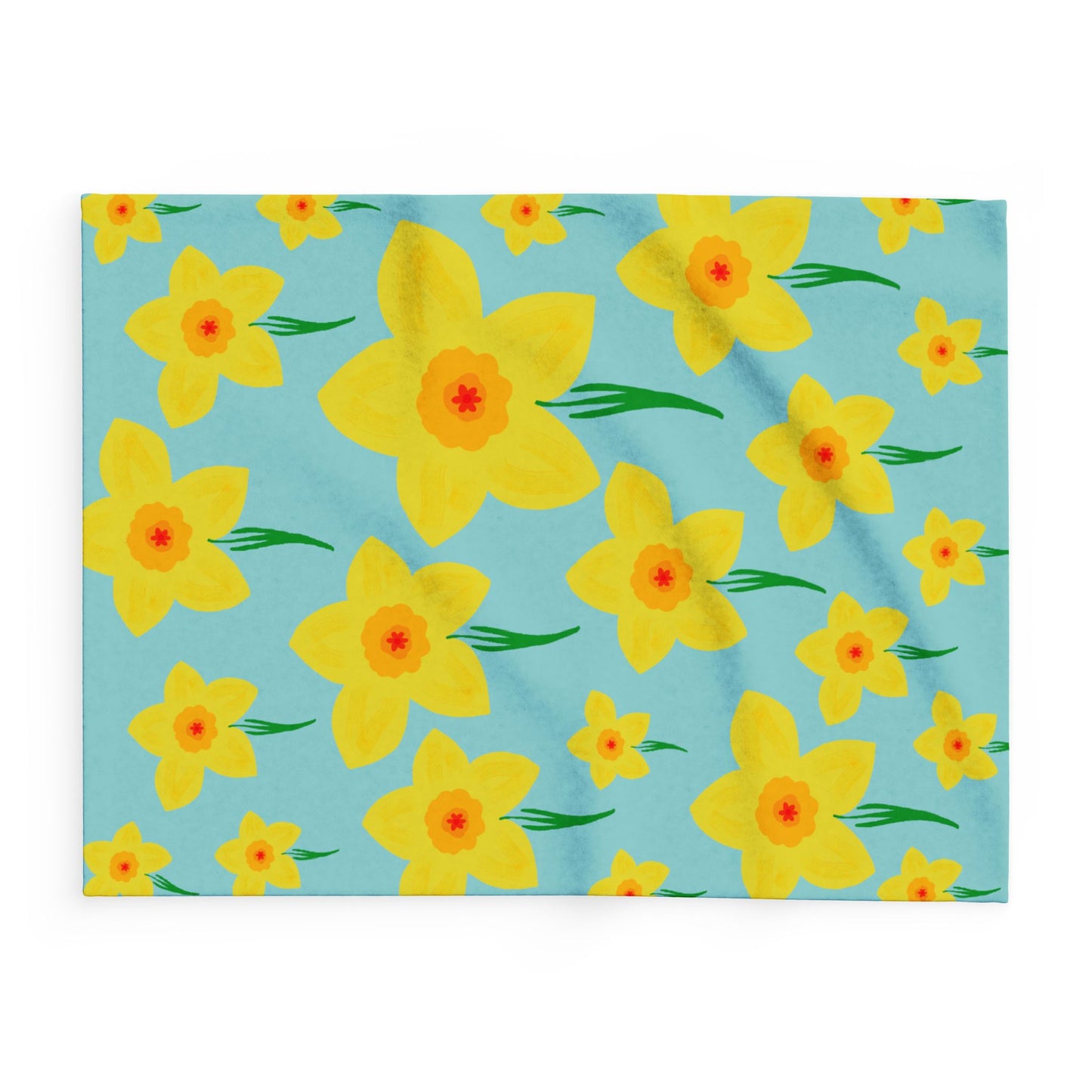 Blanket Fleece With Charming Daffodil Design, 2 Sizes, Blanket or Throw