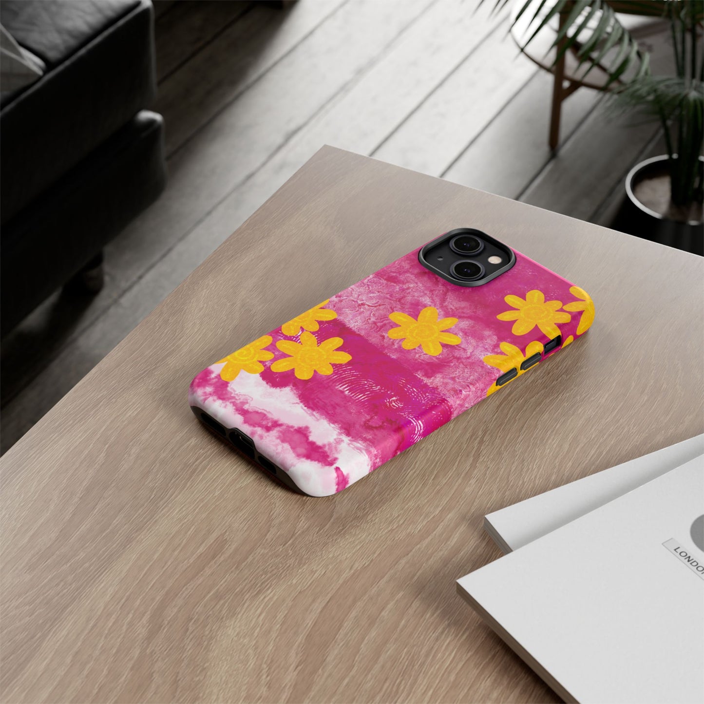 Yellow Flowers on Raspberry Phone Case| Tough Case