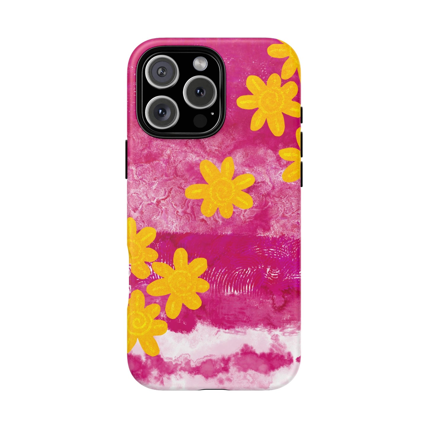 Yellow Flowers on Raspberry Phone Case| Tough Case