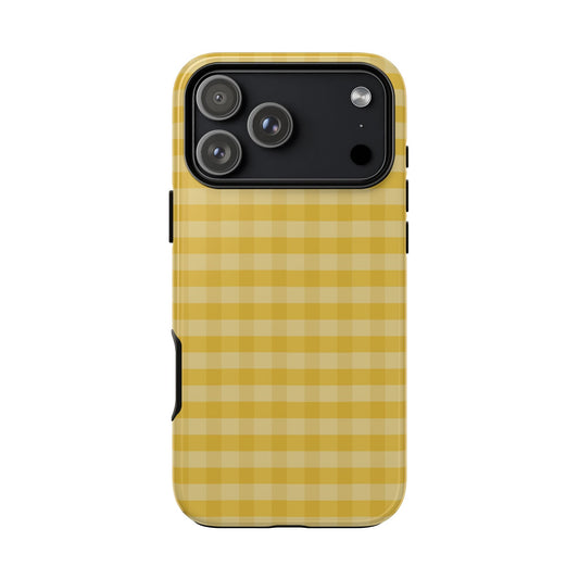 Phone Case, Yellow Gingham Design, Tough Phone Case