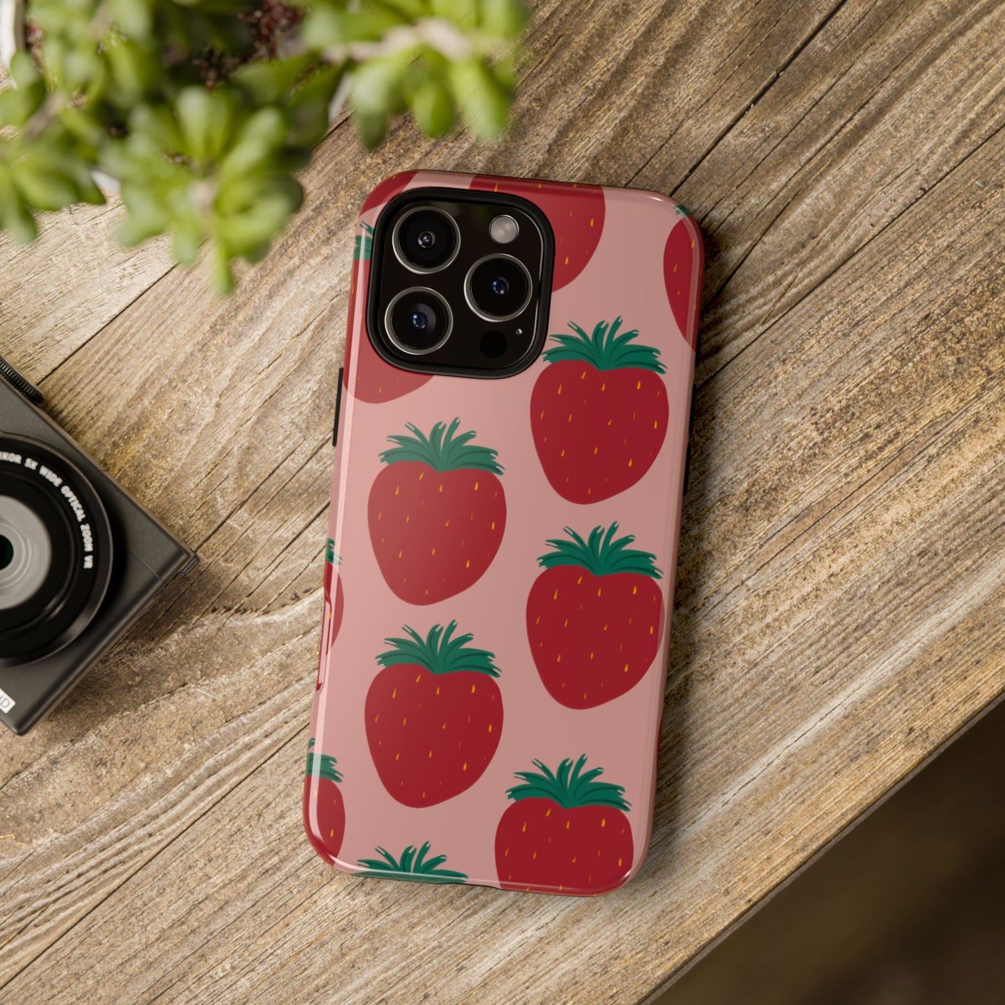 Phone Case, Strawberry Painted Design, Tough Phone Case