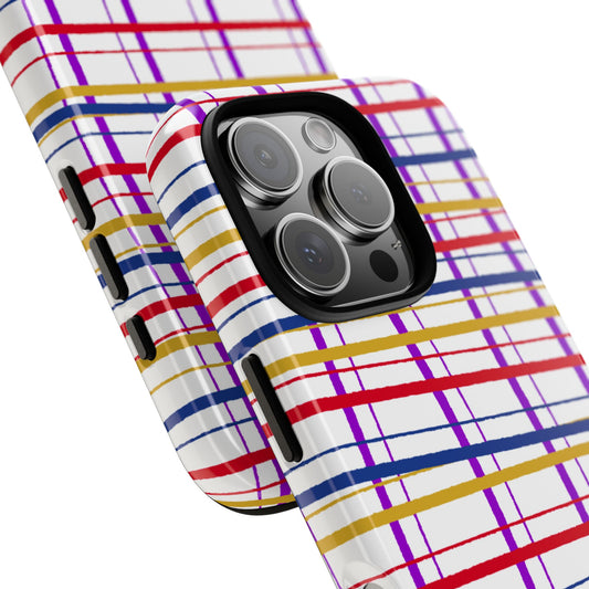 Phone Case, Wonky Plaid Design, Tough Phone Case