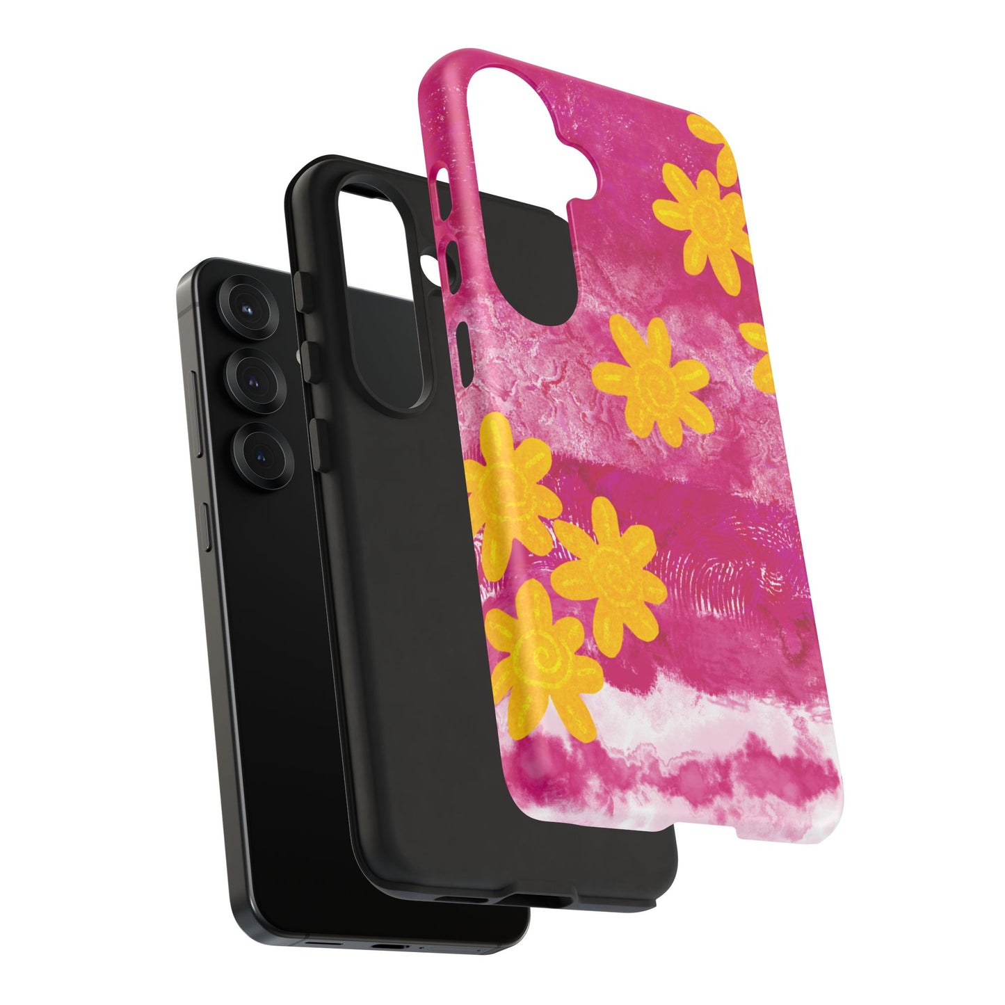 Yellow Flowers on Raspberry Phone Case| Tough Case