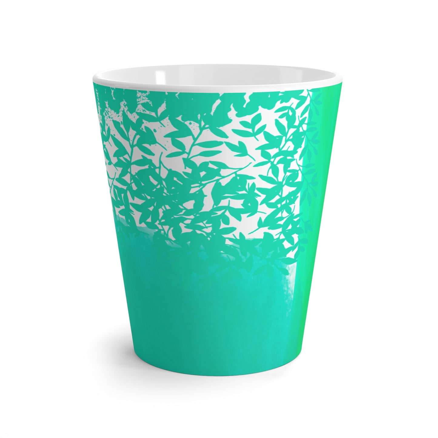 Mug, Blue-Green Spring Design, Latte Cup, 12 Ounce