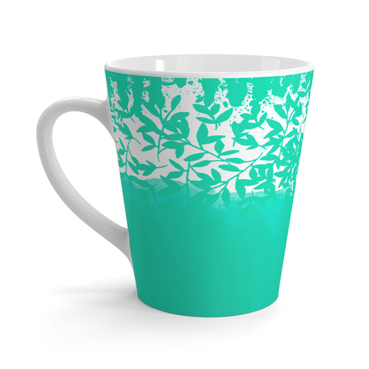 Mug, Blue-Green Spring Design, Latte Cup, 12 Ounce