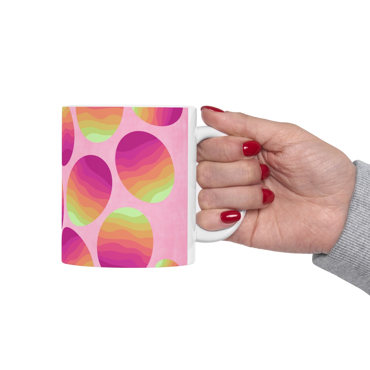 Mug, Colorful Easter Egg Springtime Design, Two Size Choices, 11 Ounce or 15 Ounce