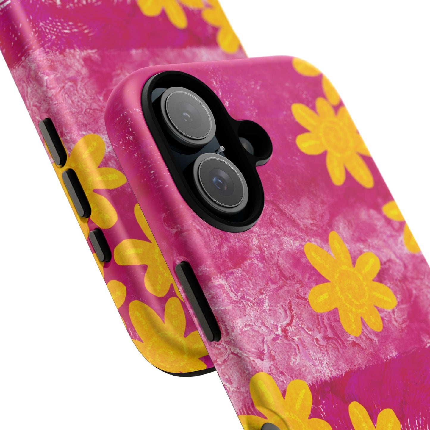 Yellow Flowers on Raspberry Phone Case| Tough Case
