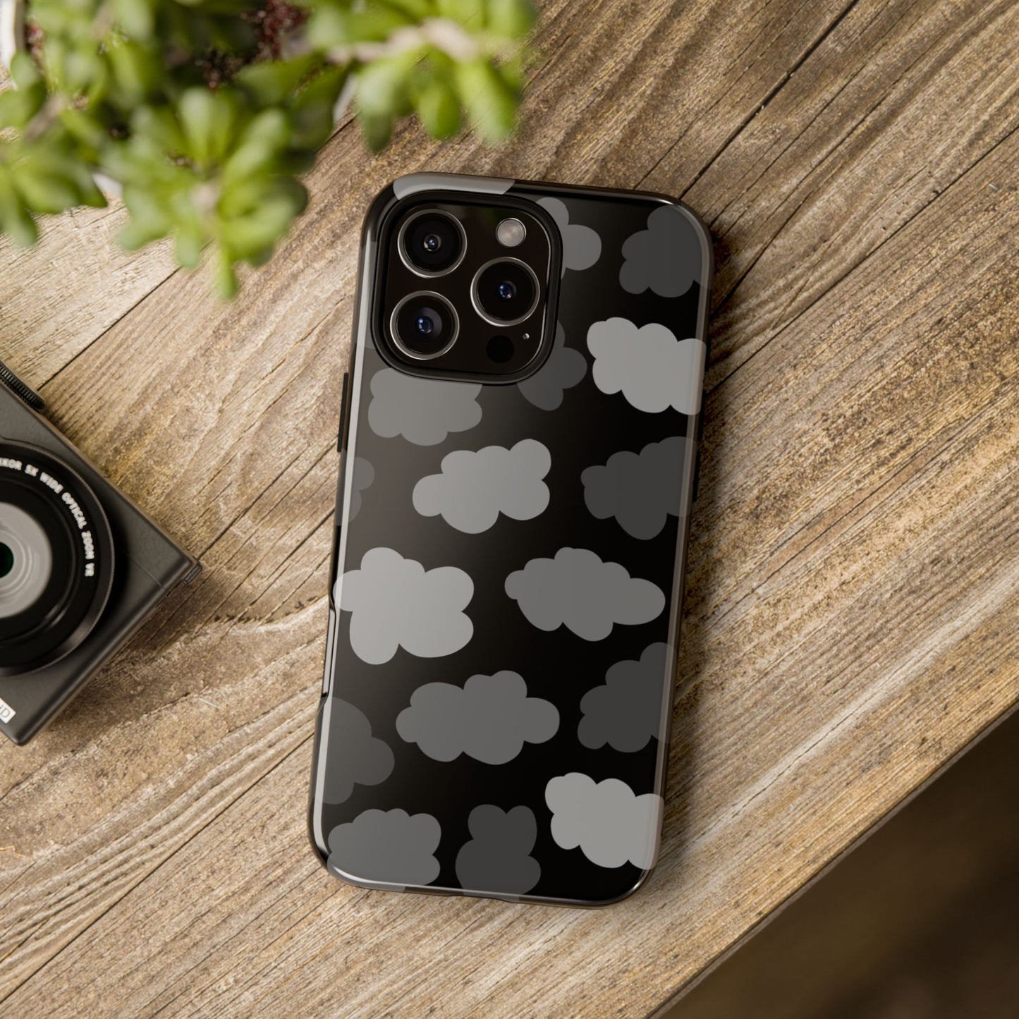 Phone Case, B & W Spooky Cloud Artistic Design, Tough Phone Case